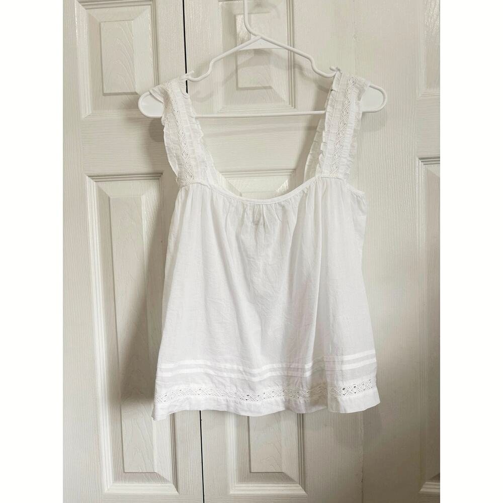 ICHI NWT White Cotton Violana Boho Square Neck Tank Size 36 / US Small